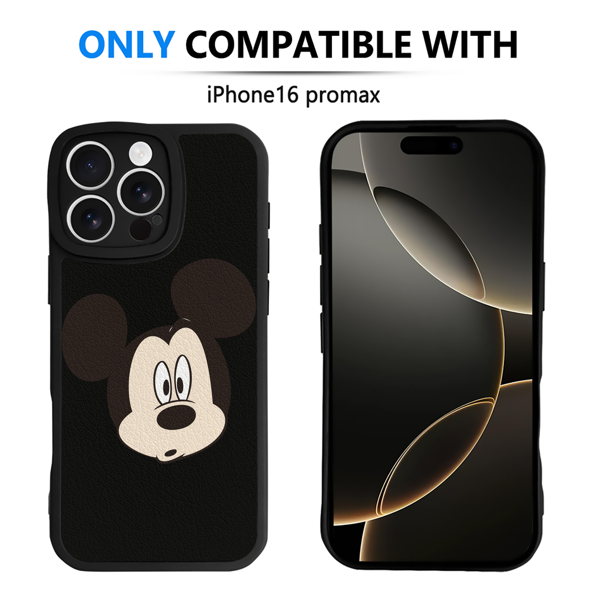 （画像用） ミッキーマウス Mickey Mouse 【iPhone 16シリーズ対応】シリコンスマホケース（レザー調） 材質：シリコン